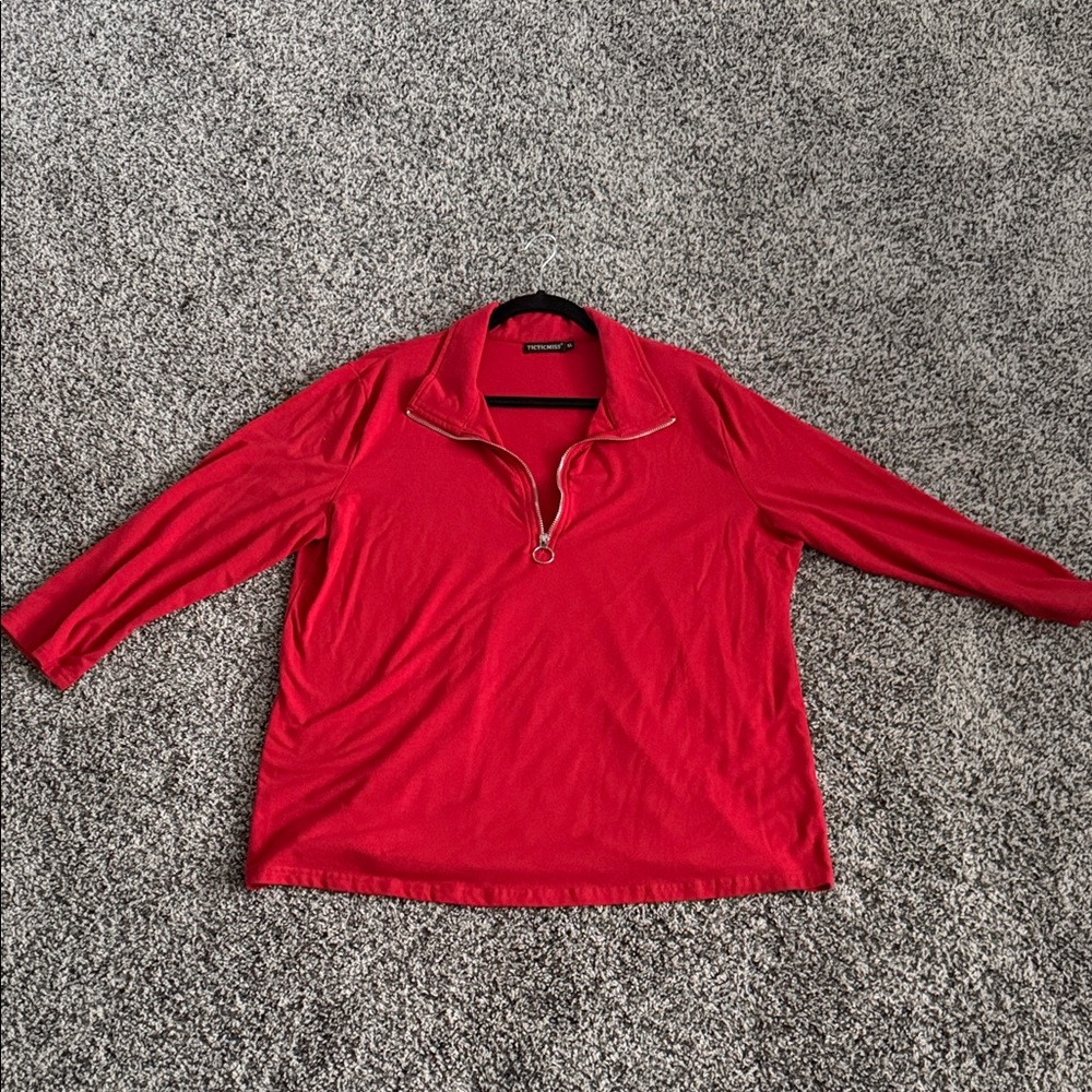 Red Quarter-Zip Pullover —Never worn - image 1